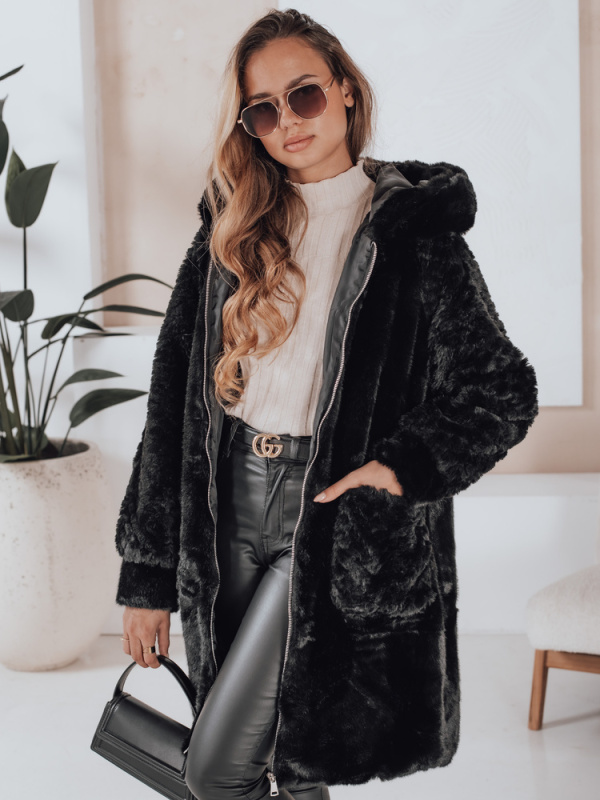Dámský zimní kabátek MISSFLUFF  Dstreet TY4982 Barva: Černá, Velikost: S