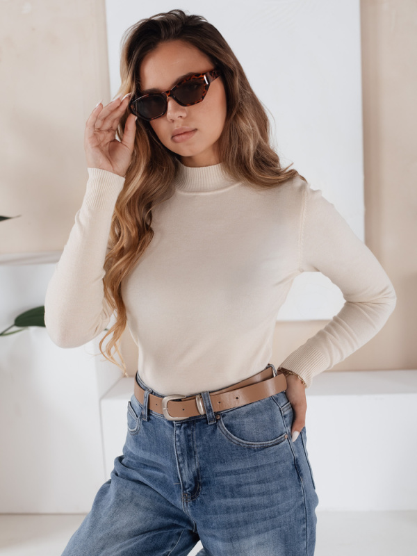 Damski sweter półgolf TARLENA bordowy Dstreet MY2480 Barva: Tělová, Velikost: M/L