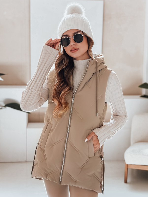 Dámská vesta s kapucí na zip Dstreet TY5105 Barva: Hnědá, Velikost: XL