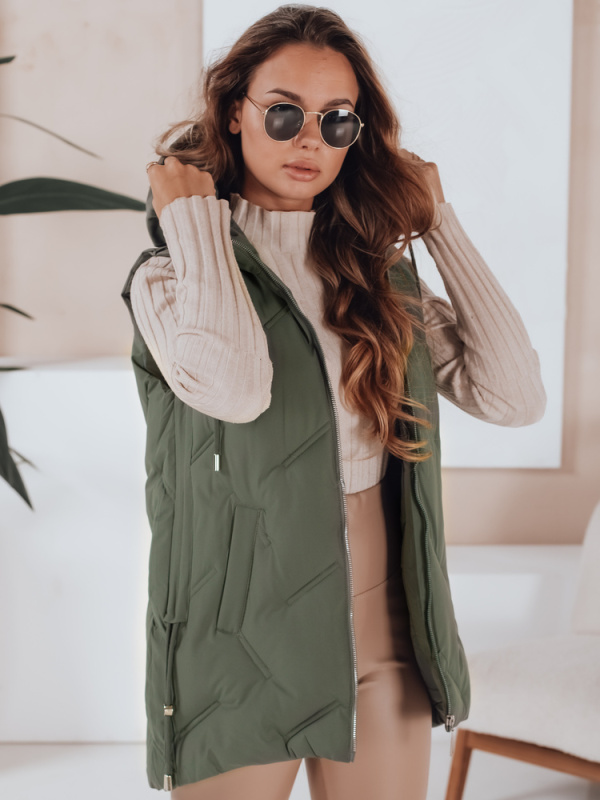 Dámská vesta s kapucí na zip Dstreet TY5105 Barva: Zelená, Velikost: XL