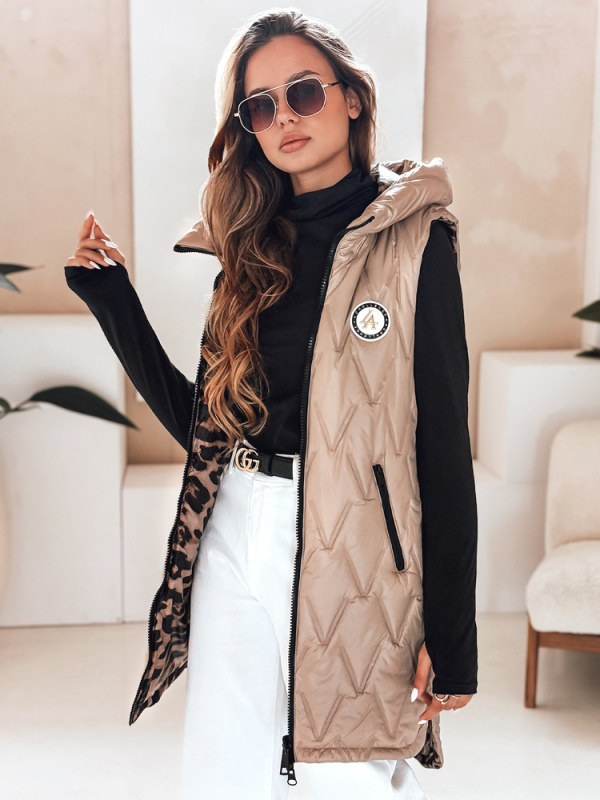 Dámská dlouhá vesta  Dstreet TY5094 Barva: Hnědá, Velikost: XL