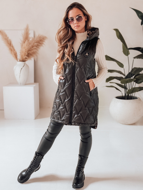 Dámská dlouhá vesta  Dstreet TY5094 Barva: Černá, Velikost: XL