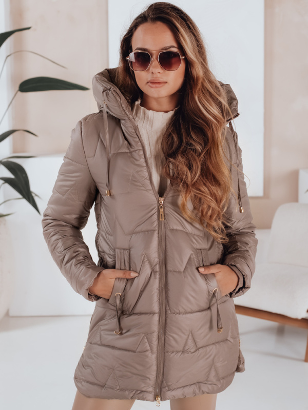Dámská bunda s kapucí Dstreet TY5089 Barva: Béžová, Velikost: L