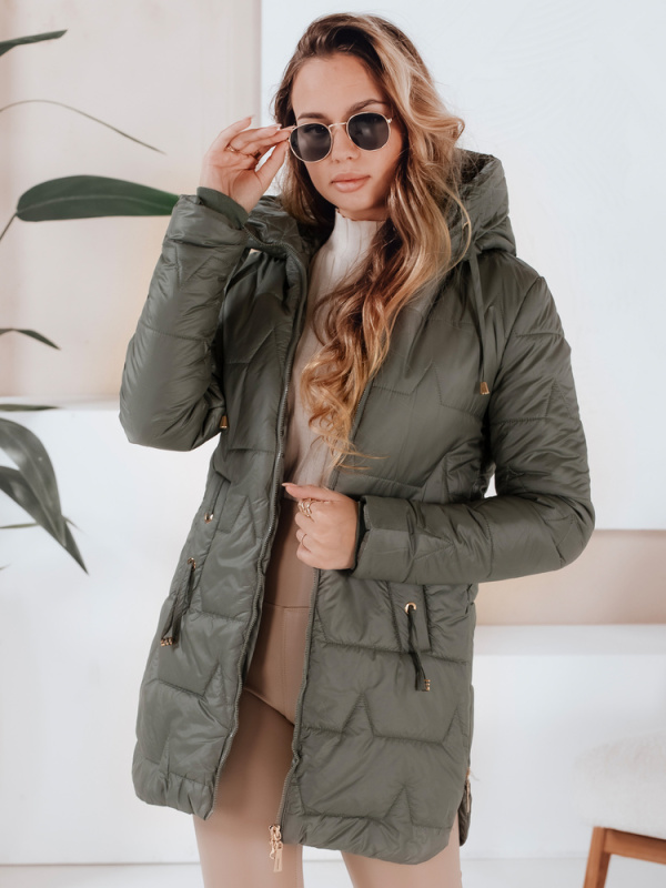 Dámská bunda s kapucí Dstreet TY5089 Barva: Zelená, Velikost: M