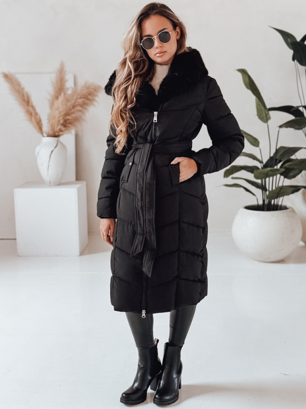 Dámská dlouhá zimní bunda s kapucí Dstreet TY5085 Barva: Černá, Velikost: XL