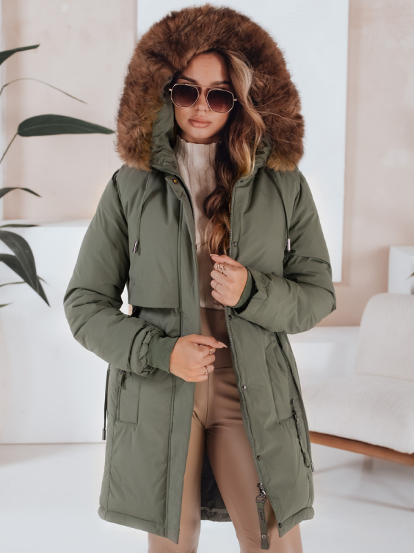 Dámská zimní bunda s kapucí Dstreet TY5080 Barva: Zelená, Velikost: XL