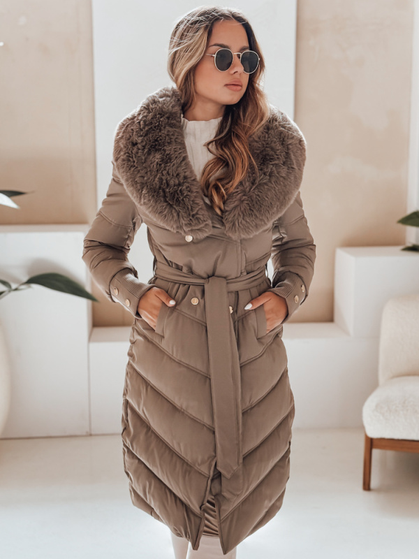 Dámská zimní bunda s kožíškem Dstreet TY5076 Barva: Zelená, Velikost: XL