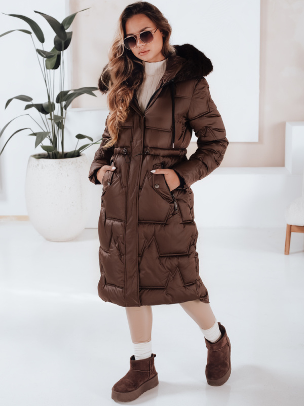 Dámská zimní bunda s kapucí Dstreet TY5072 prošívaná Barva: Béžová, Velikost: S