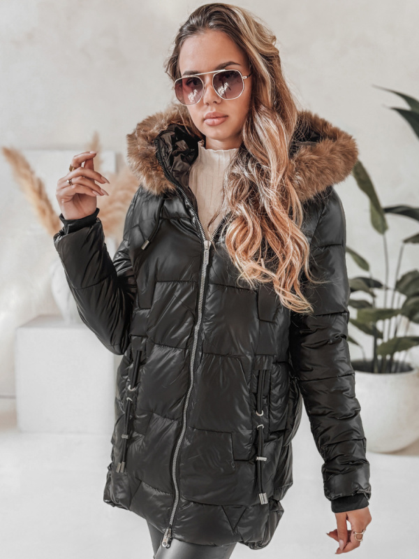 Dámská zimní bunda s kapucí NORINA prošívaná Dstreet TY5054 Barva: Černá, Velikost: M