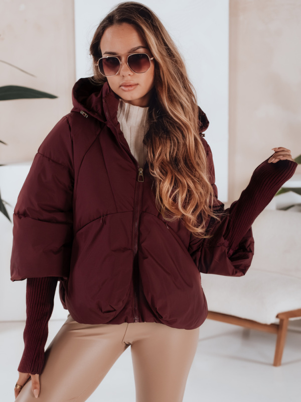 Dámská bunda s kapucí Dstreet TY5034 Barva: Bordó, Velikost: XL