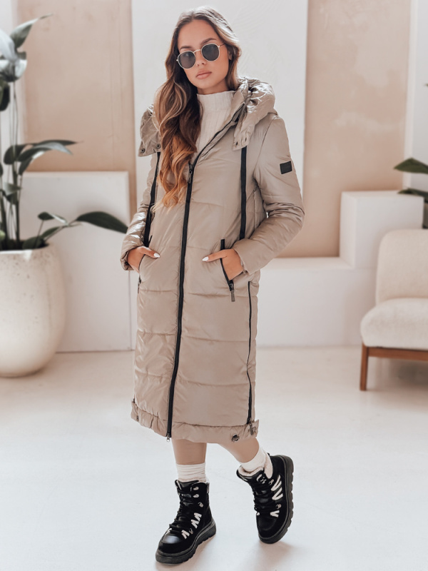 Dámská bunda s kapucí Dstreet TY0000 Barva: Béžová, Velikost: L