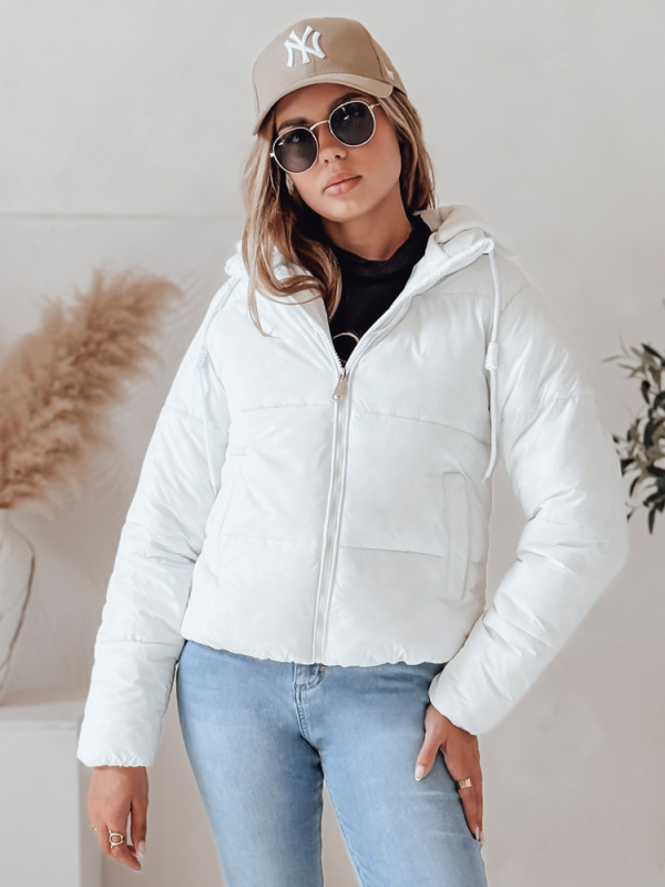 Dámská krátká zimní bunda s kapucí GLAMVO Dstreet TY4949 Barva: Bílá, Velikost: S