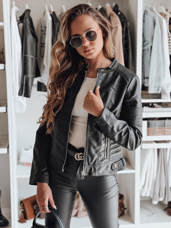 Dámská kožená bunda ROCKMISS Dstreet TY4965 Barva: Černá, Velikost: M