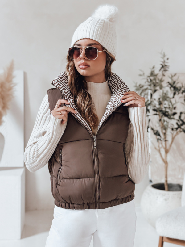 Dámská prošívaná vesta URBANELLE béžová Dstreet TY4970 Barva: Béžová, Velikost: XL