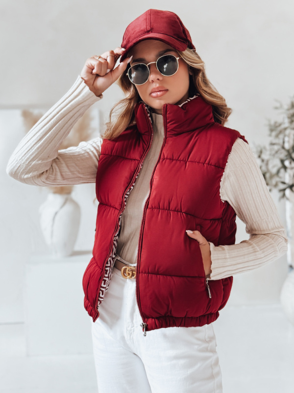 Dámská prošívaná vesta URBANELLE béžová Dstreet TY4970 Barva: Bordó, Velikost: XL