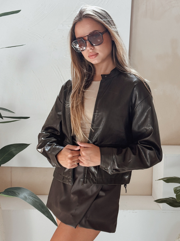 Dámská kožená bunda Dstreet TY5220 Barva: Béžová, Velikost: XL