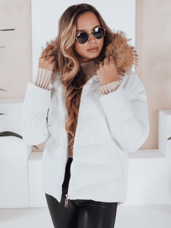 Dámská zimní prošívaná bunda s kapucí Dstreet TY5126 Barva: Bílá, Velikost: M