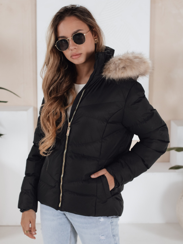 Dámská zimní prošívaná bunda s kapucí Dstreet TY5133 Barva: Černá, Velikost: M