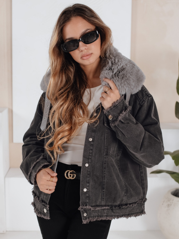 Dámská džínová bunda FURDENIM Dstreet TY4755 Barva: Šedá - tmavě, Velikost: M