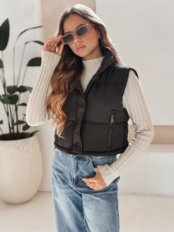 Dámská prošívaná vesta Dstreet TY5194 Barva: Černá, Velikost: XL