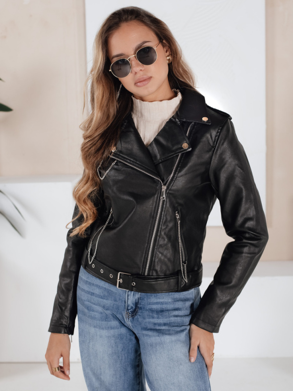 Dámská kožená bunda Dstreet TY5200 Barva: Černá, Velikost: M