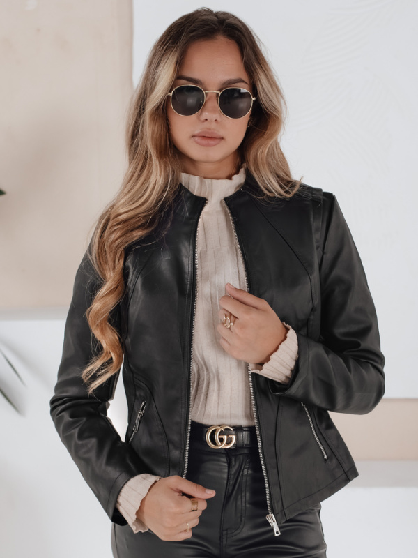 Dámská kožená bunda Dstreet TY5201 Barva: Černá, Velikost: S