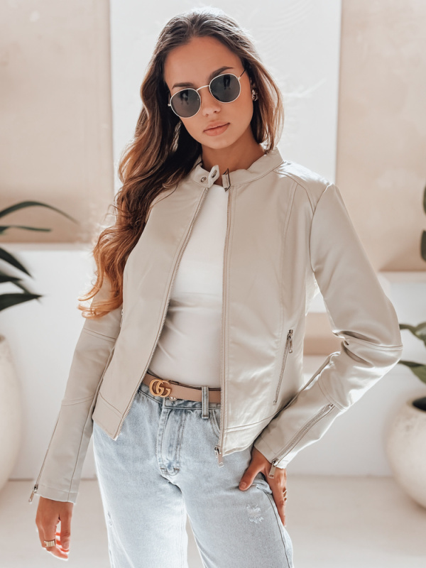 Dámská kožená bunda LOVEBIKER Dstreet TY4964 Barva: Šedá - světle, Velikost: XL