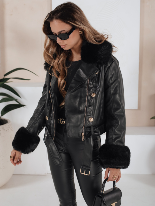 Dámská kožená zimní bunda Dstreet TY5208 Barva: Černá, Velikost: XL