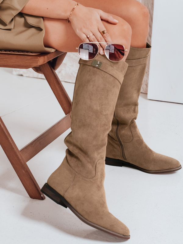 Dámské semišové holínky béžové