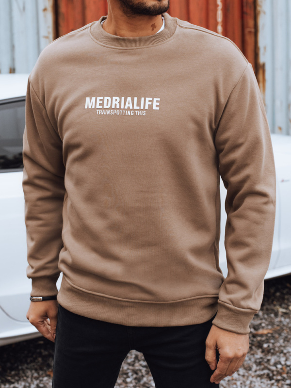 Pánská mikina bez kapuce Dstreet BX5922 Barva: Hnědá, Velikost: L