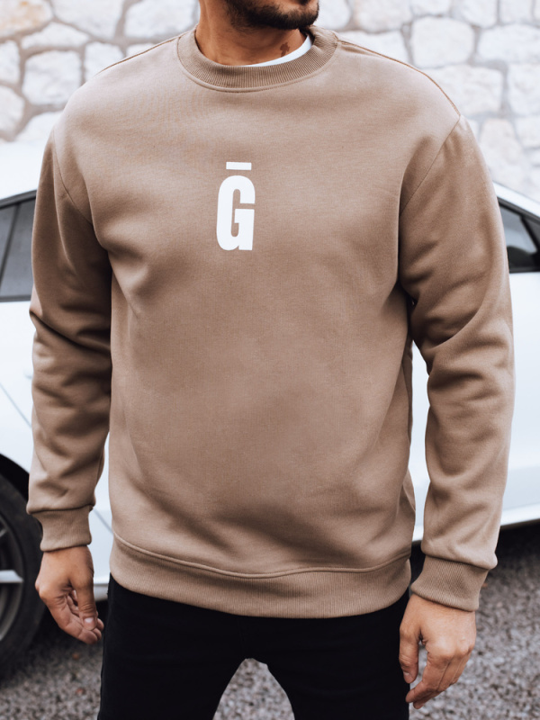 Pánská mikina bez kapuce Dstreet BX5921 Barva: Hnědá, Velikost: L