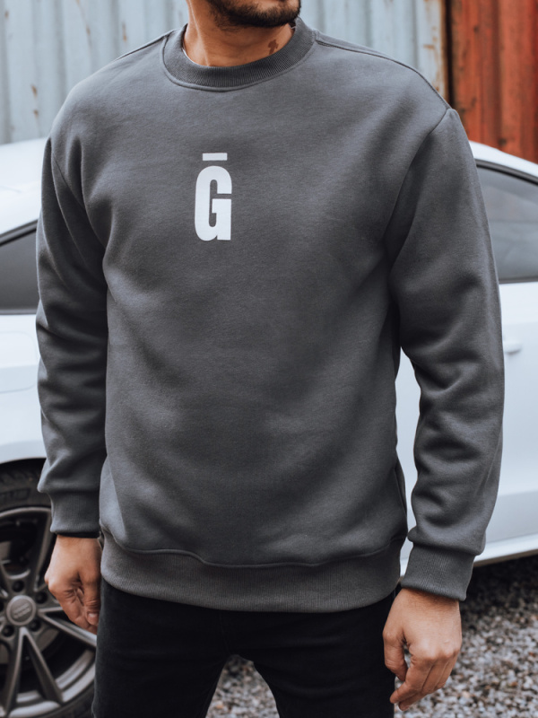 Pánská mikina bez kapuce Dstreet BX5921 Barva: Šedá - tmavě, Velikost: XXL