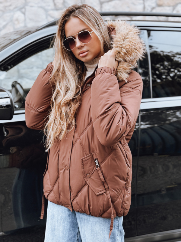 Dámská zimní bunda s kapucí Dstreet TY5231 Barva: Béžová, Velikost: XL