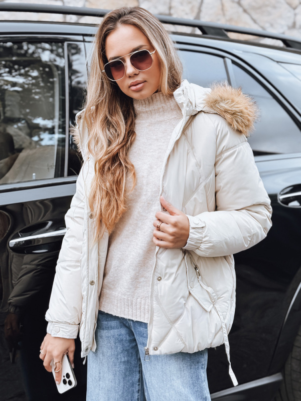 Dámská zimní bunda s kapucí Dstreet TY5231 Barva: Bílá, Velikost: XL