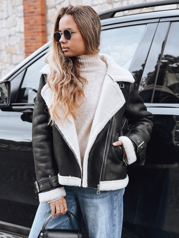 Dámská bunda s kožíškem Dstreet TY5234 Barva: Černá, Velikost: S