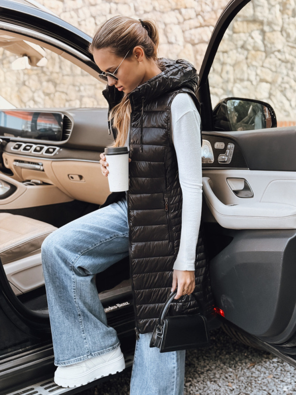 Dámská prošívaná vesta s kapucí Dstreet TY5254 Barva: Černá, Velikost: XL
