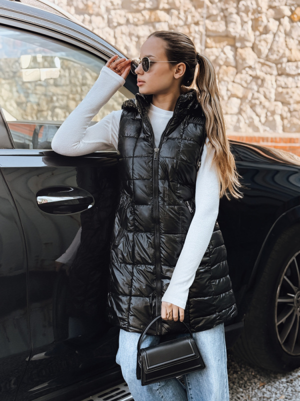 Dámská prošívaná vesta s kapucí Dstreet TY5257 Barva: Černá, Velikost: XL