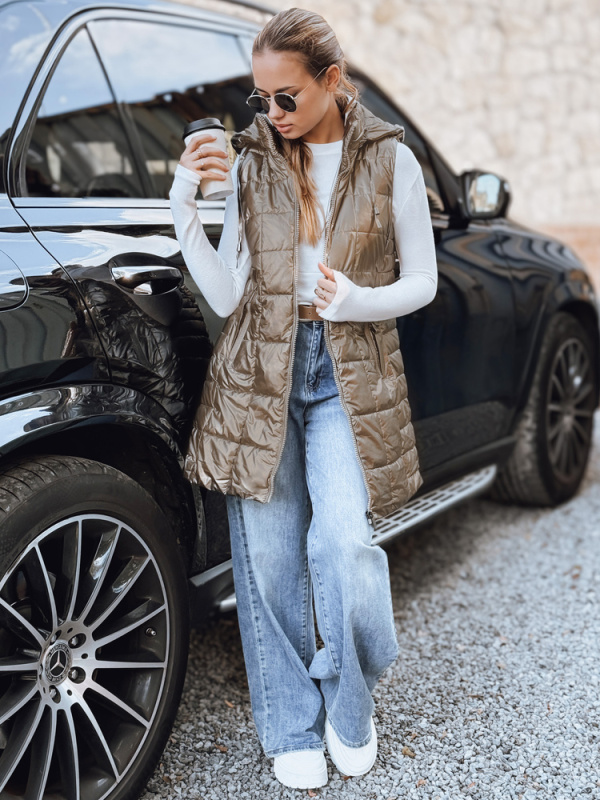 Dámská prošívaná vesta s kapucí Dstreet TY5257 Barva: Žlutá, Velikost: S