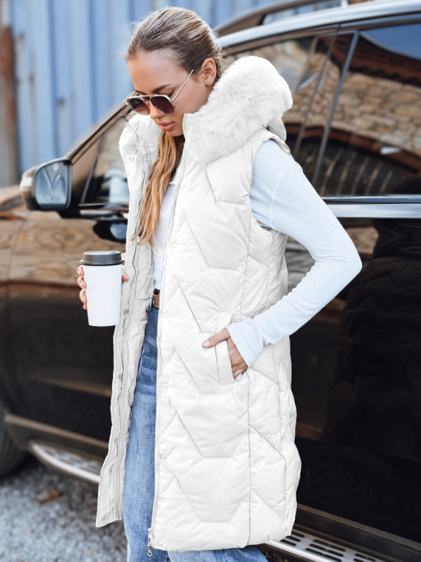 Dámská prošívaná vesta Dstreet TY5261 Barva: Bílá, Velikost: M