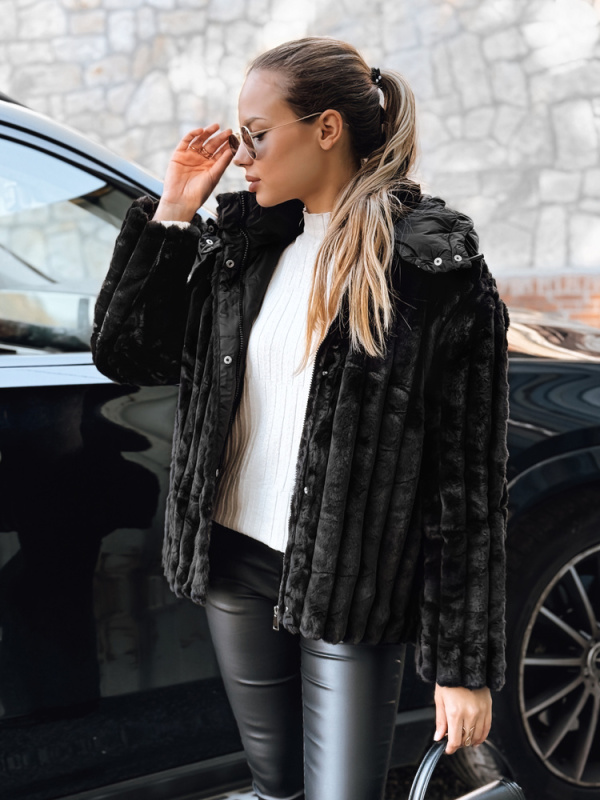 Dámská kožešinová bunda Dstreet TY5276 Barva: Černá, Velikost: M