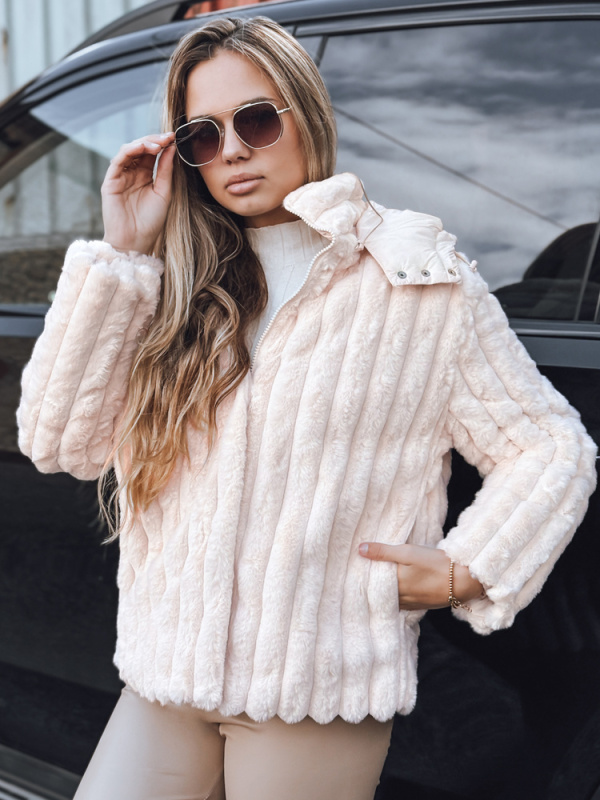 Dámská kožešinová bunda Dstreet TY5276 Barva: Růžová, Velikost: XL