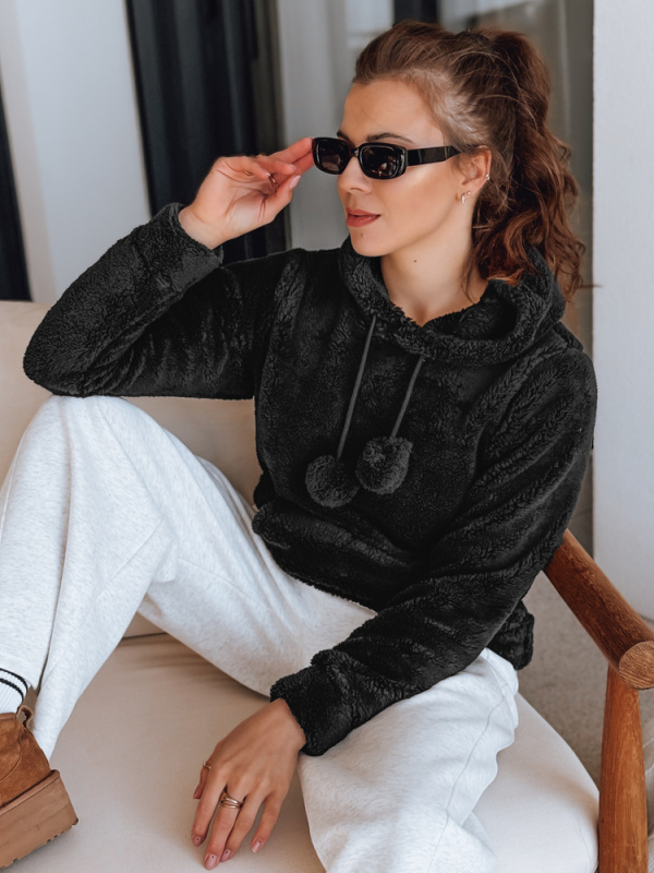 Dámská mikina s kapucí Dstreet BY1560 černá Barva: Černá, Velikost: L