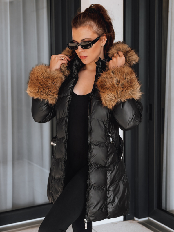 Dámská prošívaná bunda s kapucí Dstreet TY5320 Barva: Černá, Velikost: S