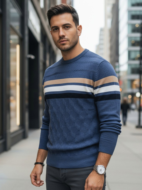 Pánský svetr Dstreet WX2333 Barva: Modrá - světle, Velikost: XXL