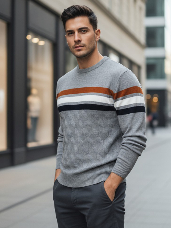 Pánský svetr Dstreet WX2333 Barva: Šedá - světle, Velikost: XXL