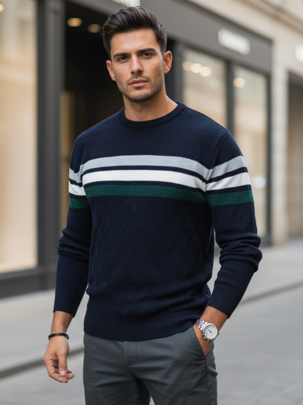 Pánský svetr Dstreet WX2333 Barva: Modrá, Velikost: XXL