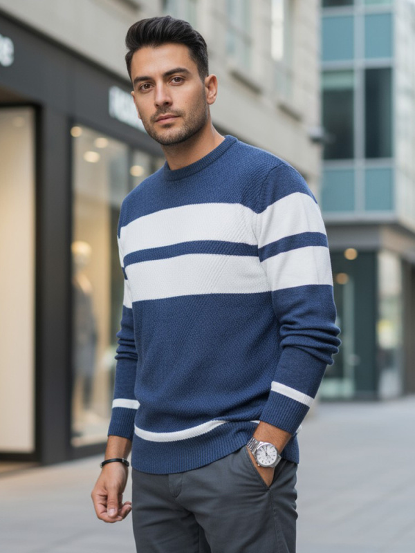 Pánský svetr Dstreet WX2329 Barva: Modrá, Velikost: XXL