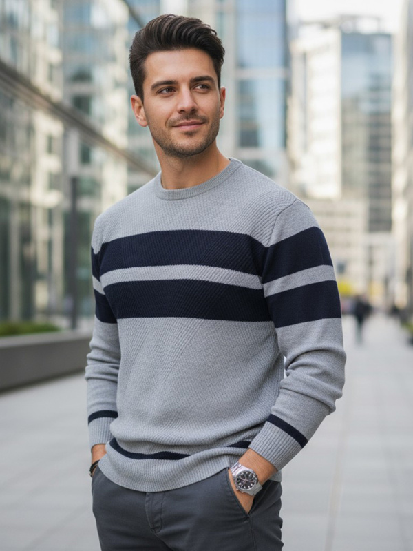 Pánský svetr Dstreet WX2329 Barva: Šedá - světle, Velikost: L