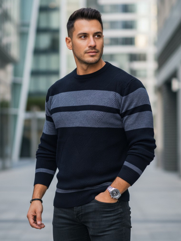 Pánský svetr Dstreet WX2329 Barva: Modrá - tmavě, Velikost: L