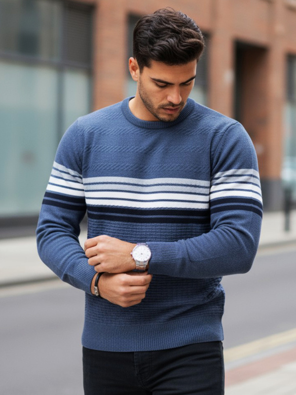 Pánský svetr Dstreet WX2322 Barva: Modrá - světle, Velikost: XXL